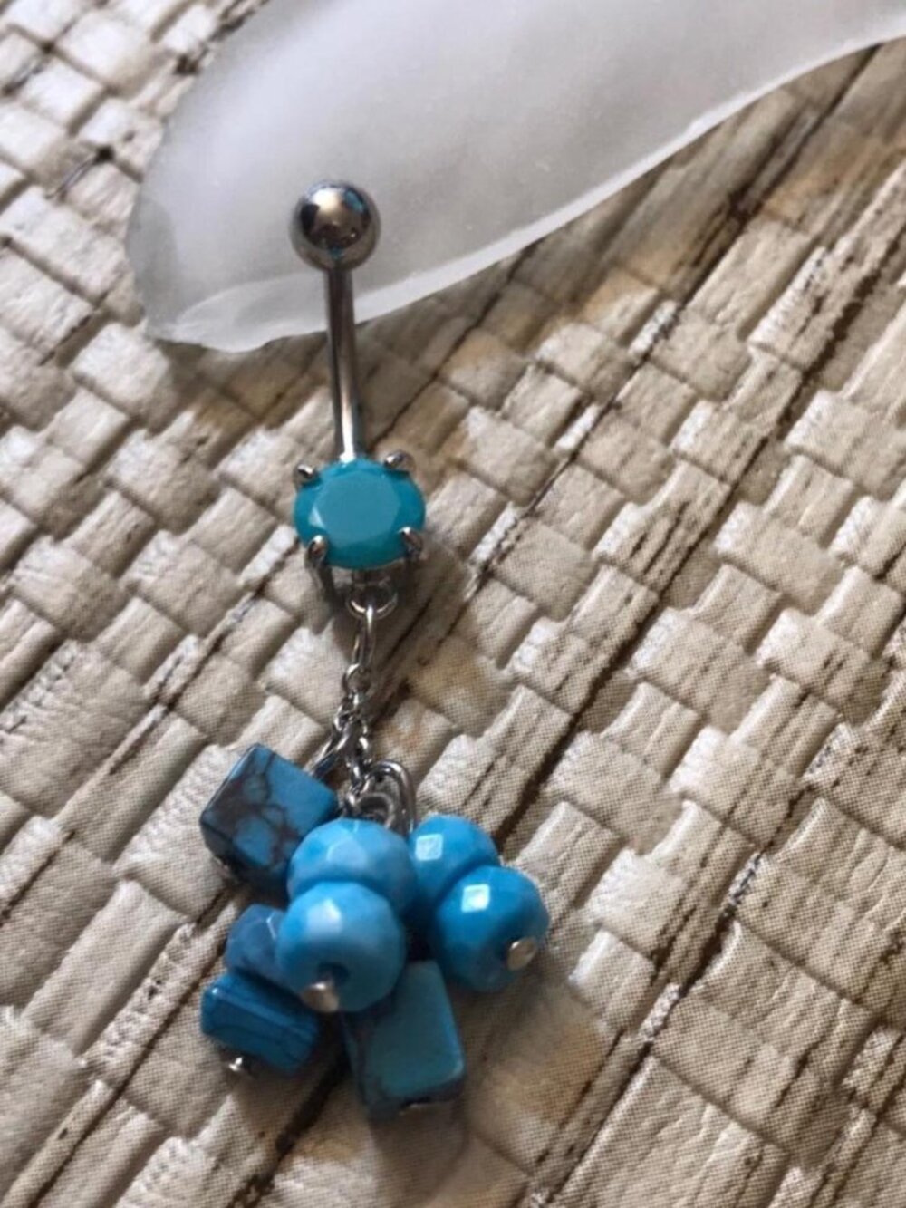 Turquoise Stone dangle belly button ring navel ring piercing new 14 Gauge